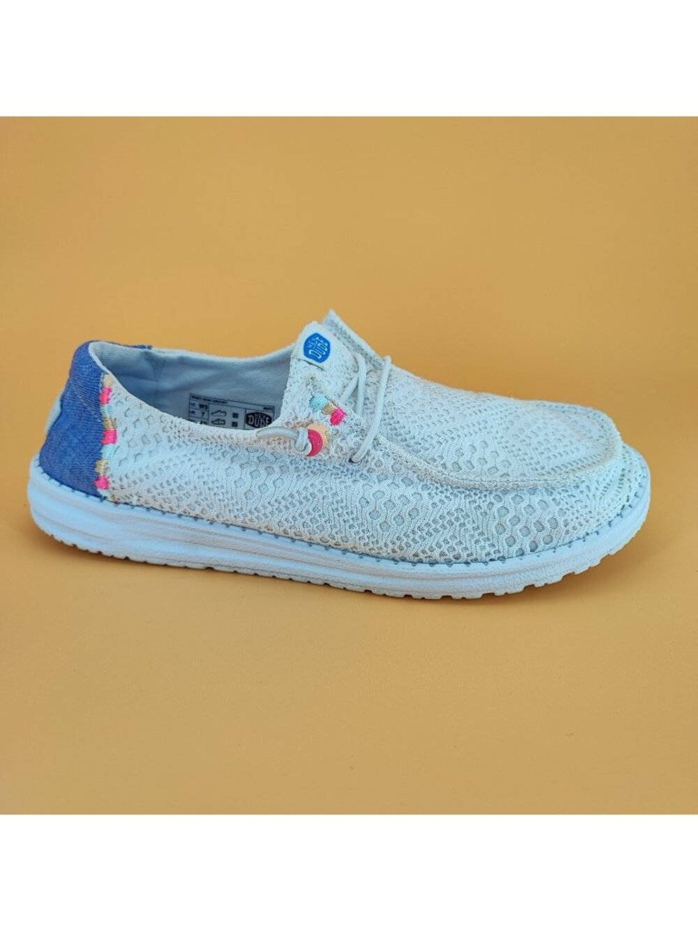 Hey Dude Wendy Boho Crochet Women’s 9 US Loafers Canvas White Slip On 41040-100